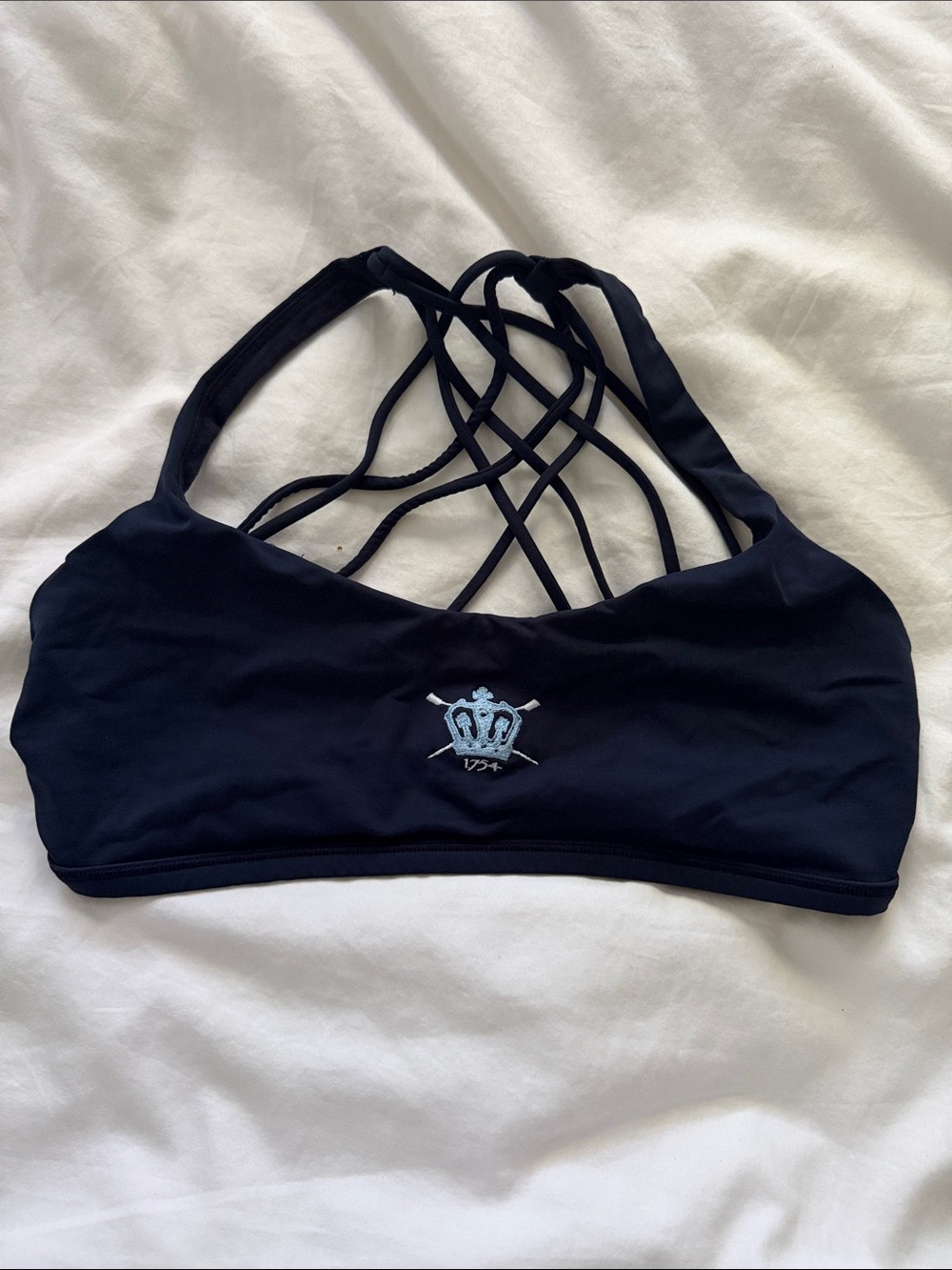 Columbia Crown Embroidered lululemon free to be wild bra — navy blue